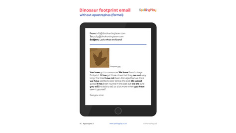 Dinosaur foorprint email without apostrophes (formal)