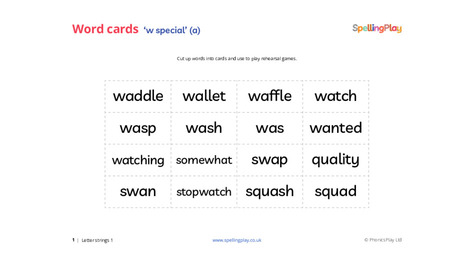 Word game cards: