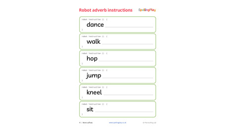 Robot adverb instruction cards